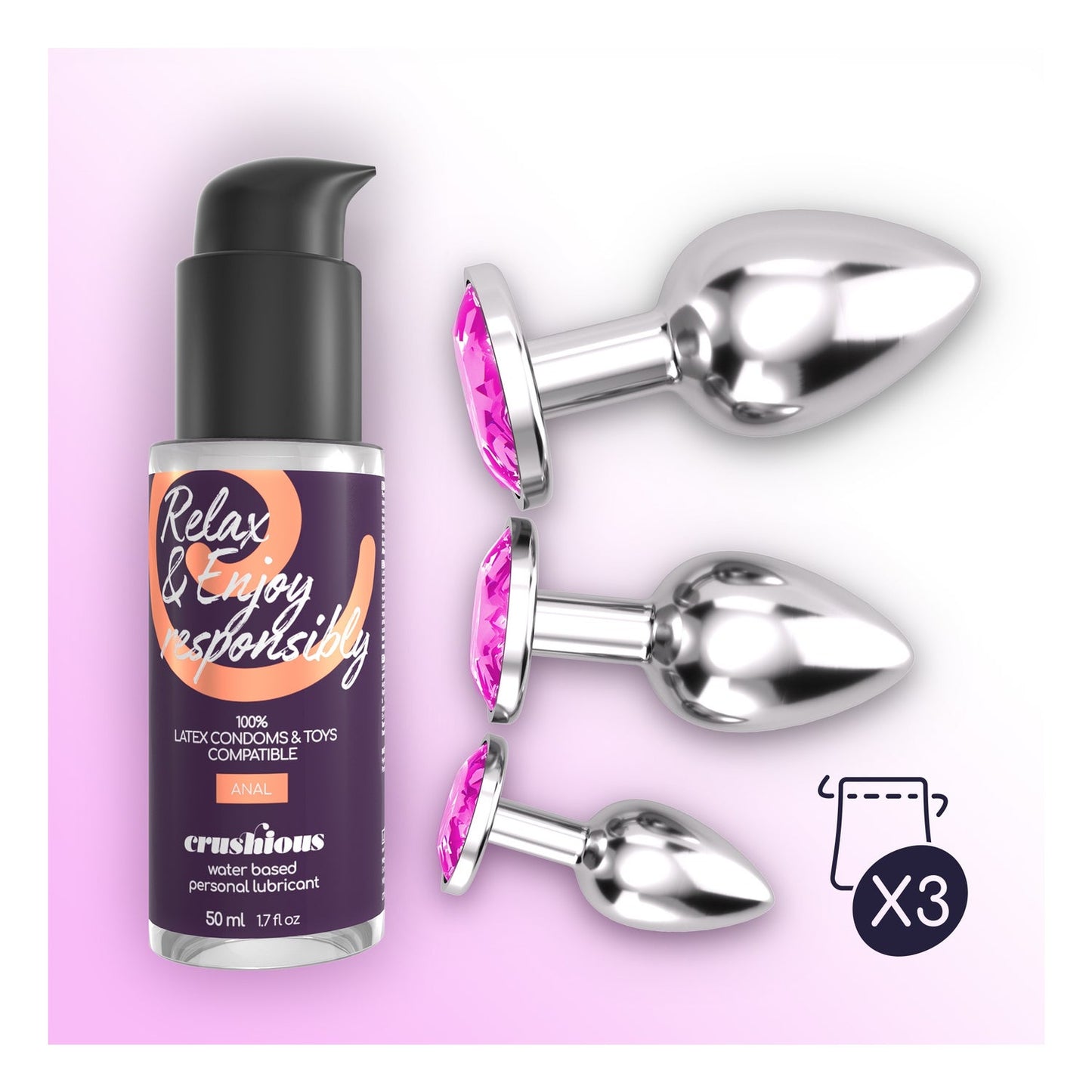 Crushious Set Bijou Anal Wet Train Trio Rosa