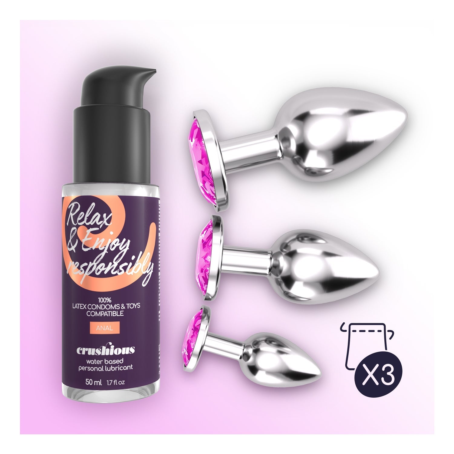 Crushious Set Bijou Anal Wet Train Trio Rosa