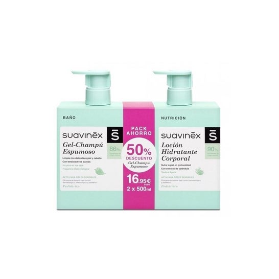 Suavinex Pediátrico Loción Hidratante 500ml + Gel Champú Espumoso 500ml