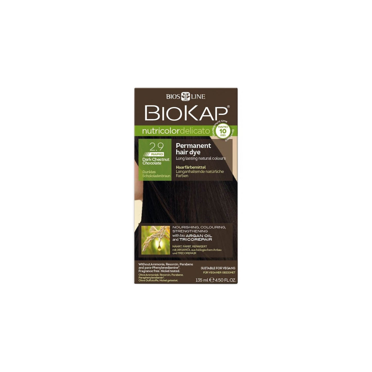 Biokap Nutricolor Tinte 2.9 Castaño Oscuro Chocolate 140 ml