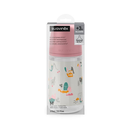 Suavinex Biberón Prints Fisiológico Sx Pro Silicona Medio +0M 270ml 1ud