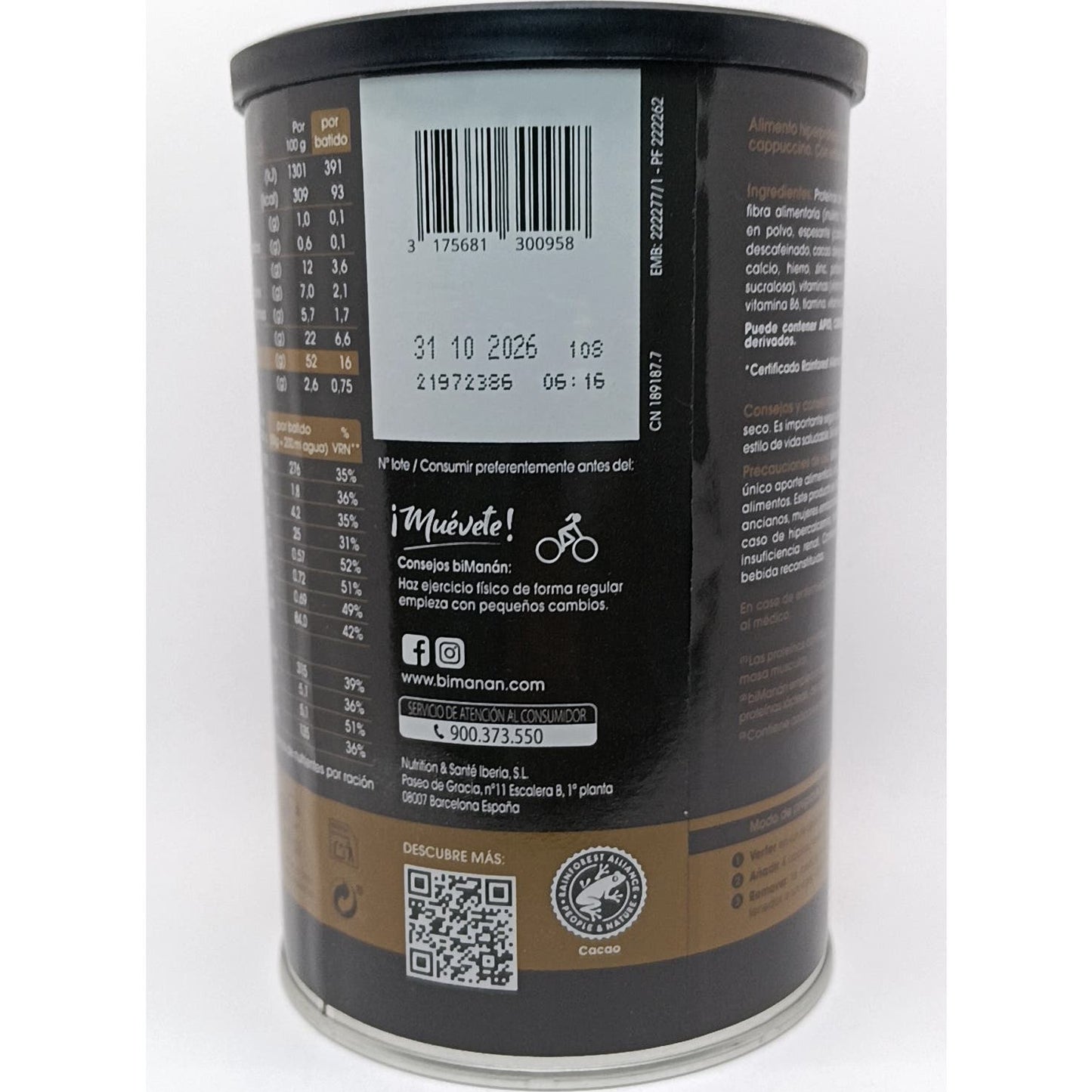 biManán beFit Proteína Sabor Capuccino 12 Batidos