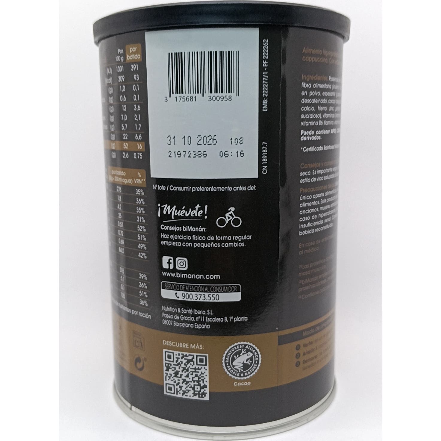 biManán beFit Proteína Sabor Capuccino 12 Batidos