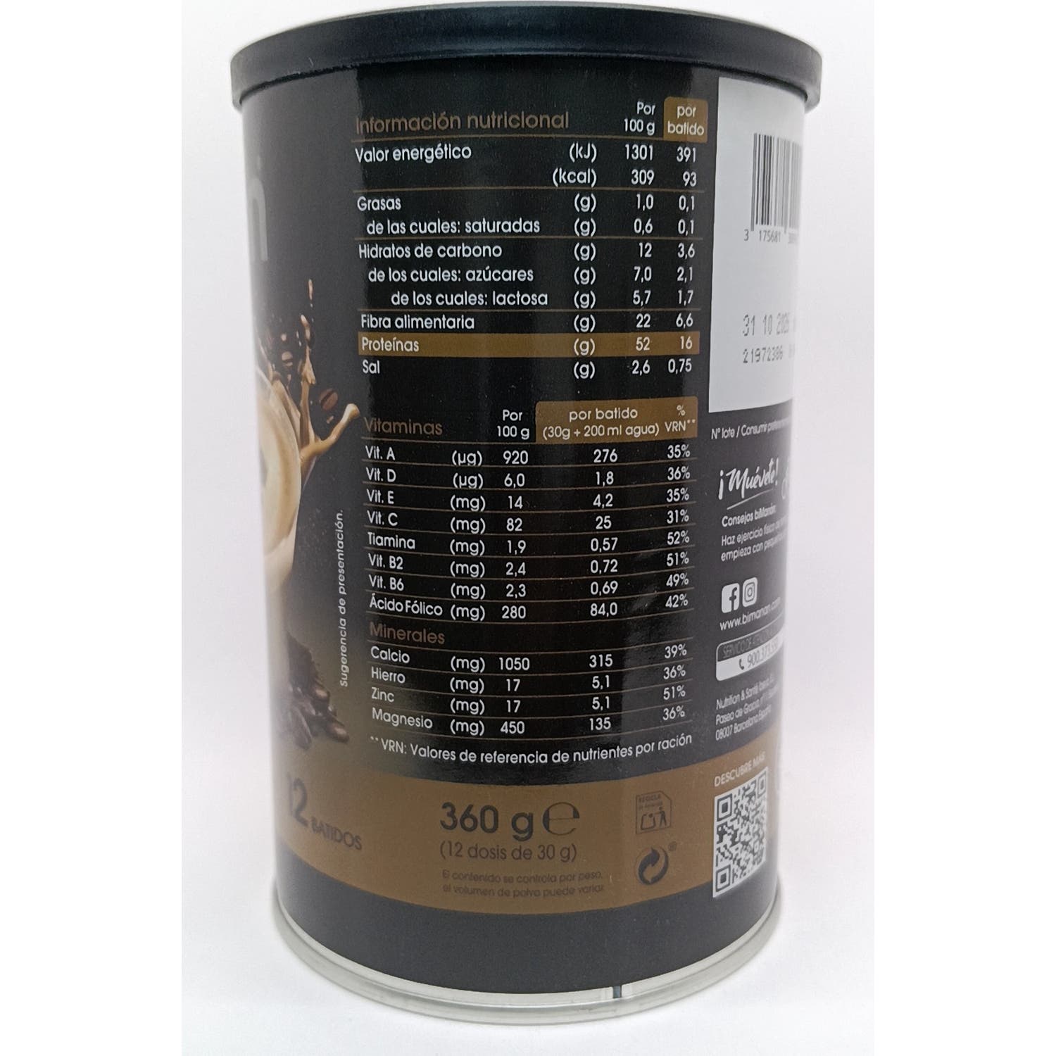 biManán beFit Proteína Sabor Capuccino 12 Batidos