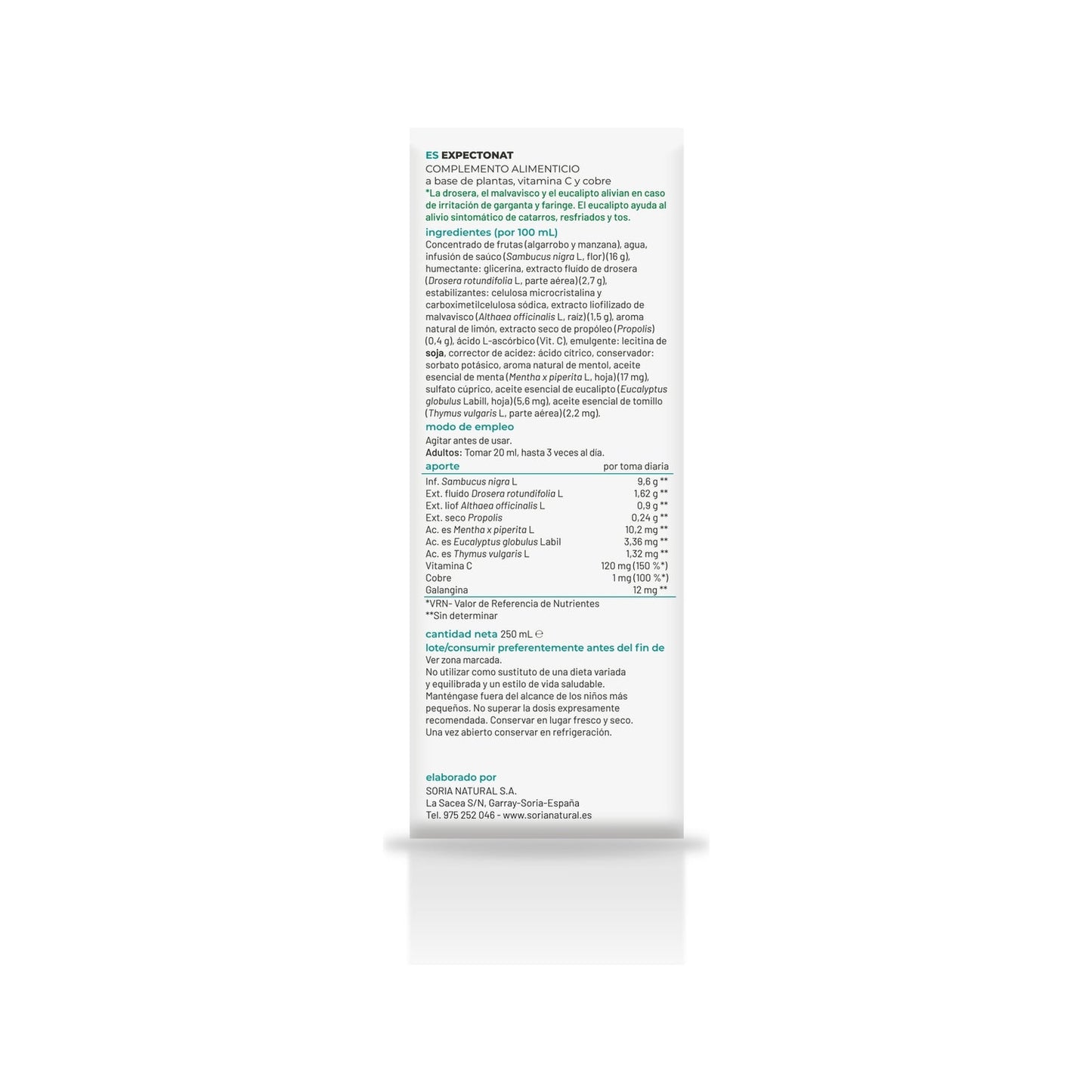Expectonat Jarabe 250ml Soria Natural