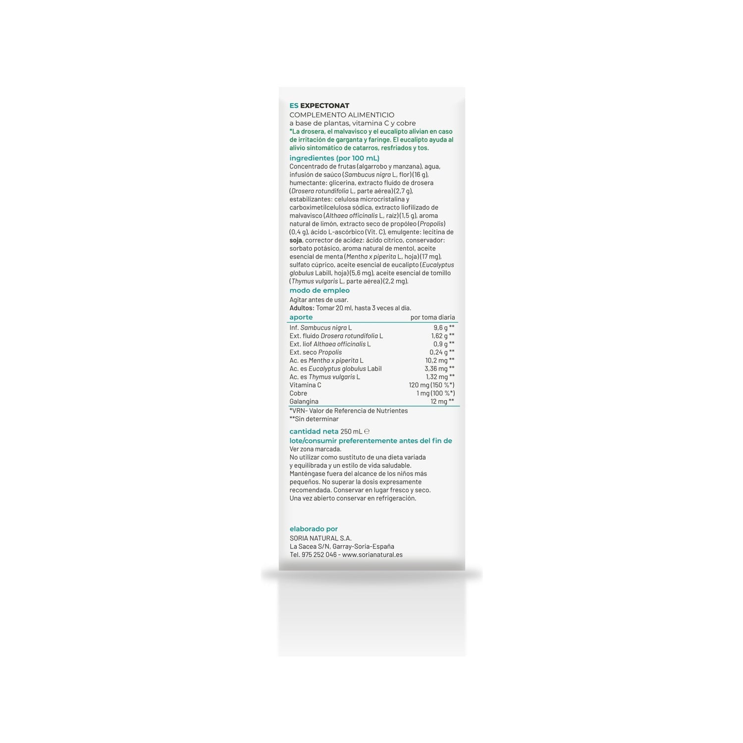 Expectonat Jarabe 250ml Soria Natural