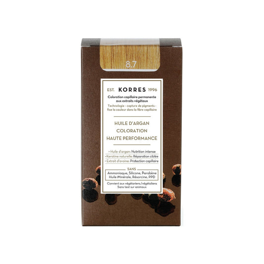 Korres Huile d'Argan Coloration 8.7 Blond Clair Marrón 50 ml