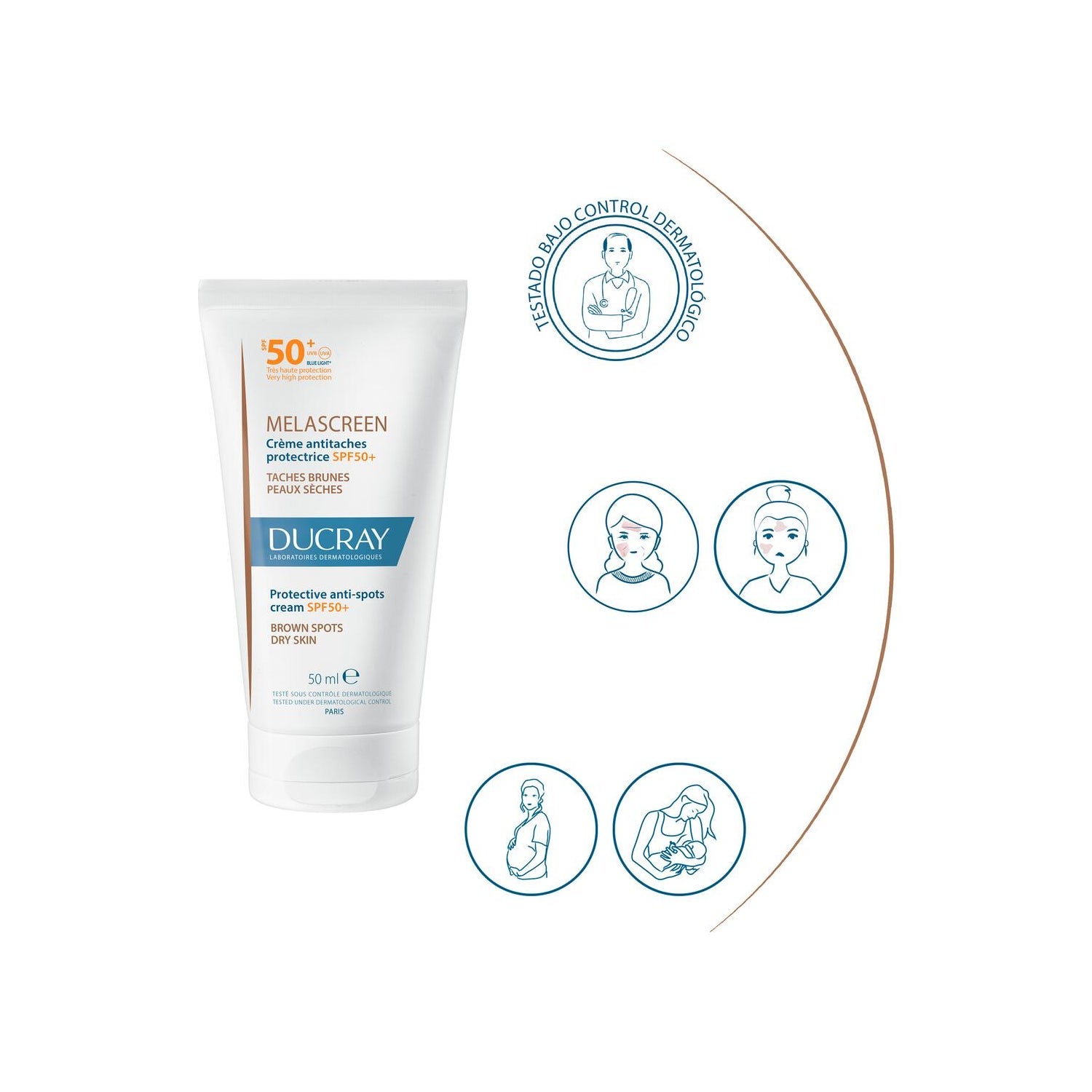 Ducray Melascreen Crema Protectora Antimanchas SPF50+ 50ml