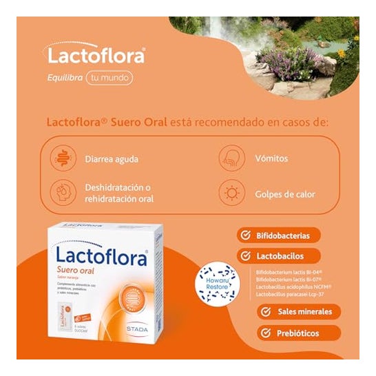 Lactoflora Suero Oral Sabor Naranja 6 sobres