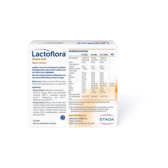 Lactoflora Suero Oral Sabor Naranja 6 sobres