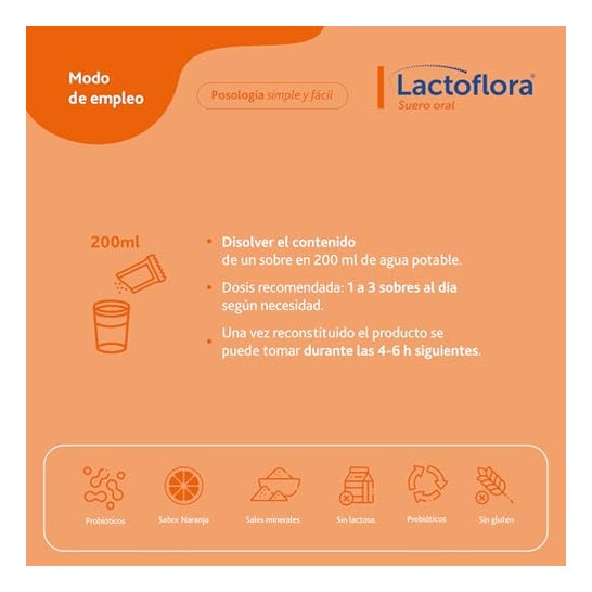 Lactoflora Suero Oral Sabor Naranja 6 sobres