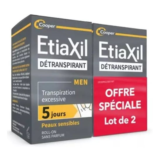 Etiaxil Men Détranspirant Transpiration Excessive Peaux Sensibles Roll-On 2x15ml