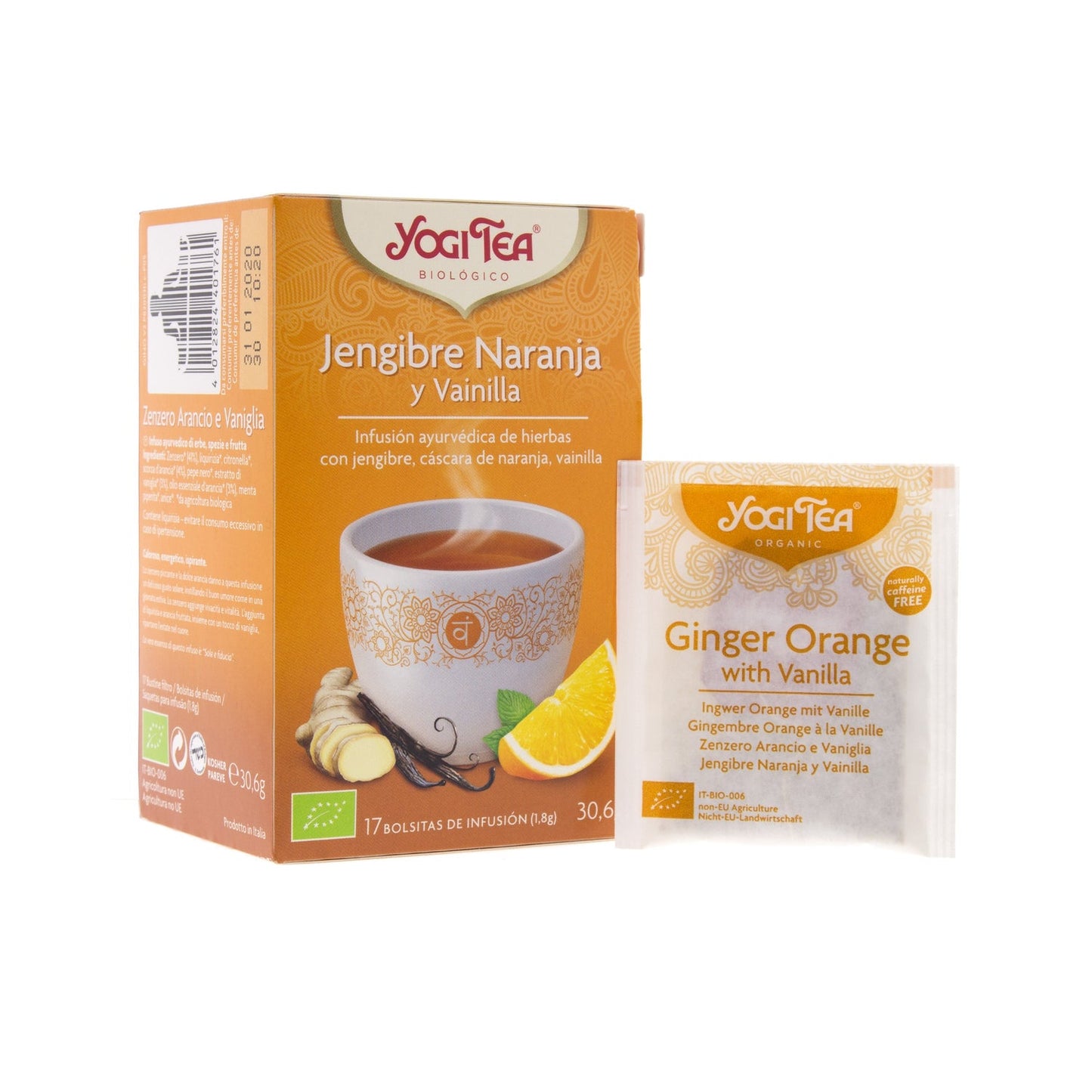 Yogi Tea jengibre naranja y vainilla 17 bolsas