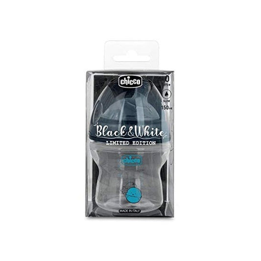 Chicco NaturalFeeling Biberón Silicona +0M Black & White 150ml