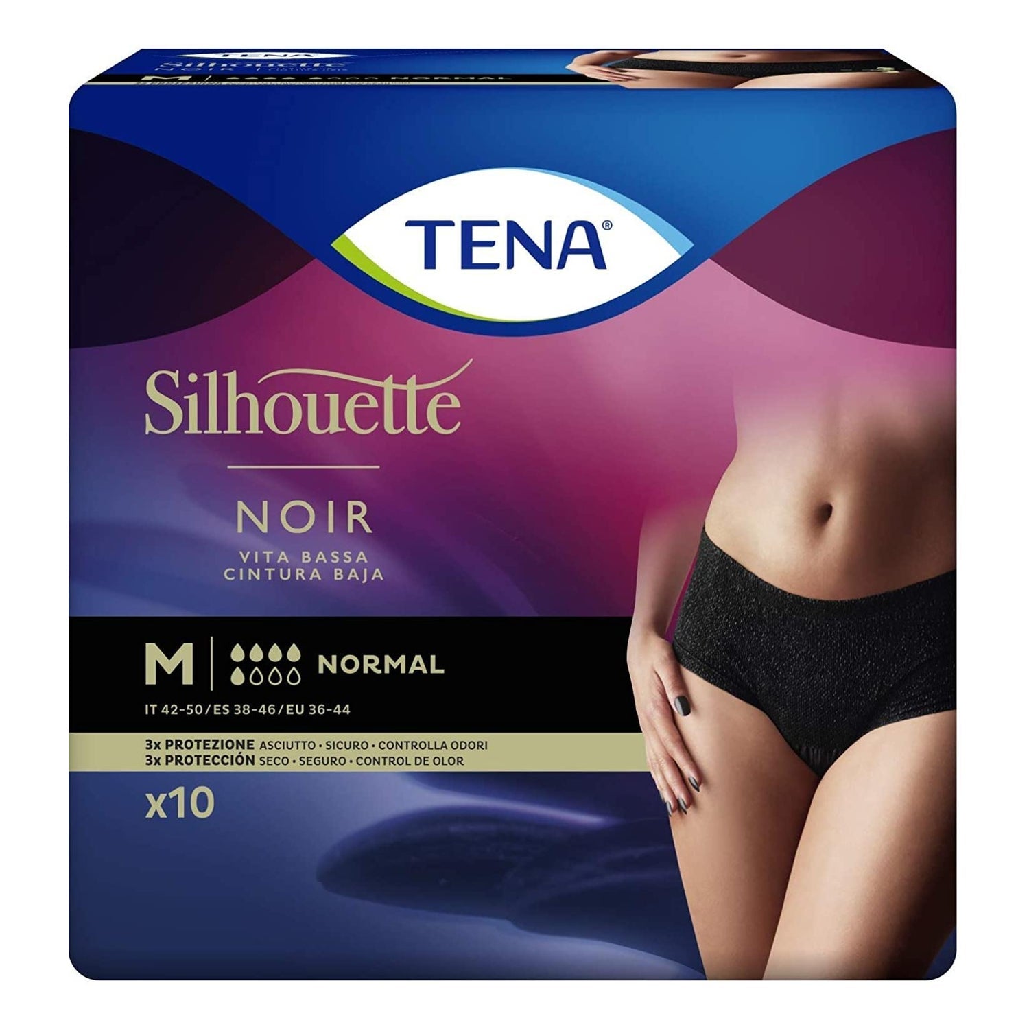 Tena Compresas Silhouette Negra Baja M 12 Unidades