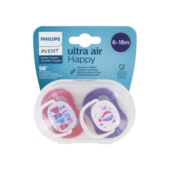 Avent Chupete Ultra Air I Love Papa 6-18 M 2 uds