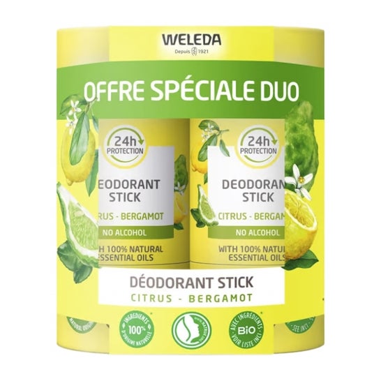 Weleda Desodorante Stick 24H Citrus Bergamota 2x50 g