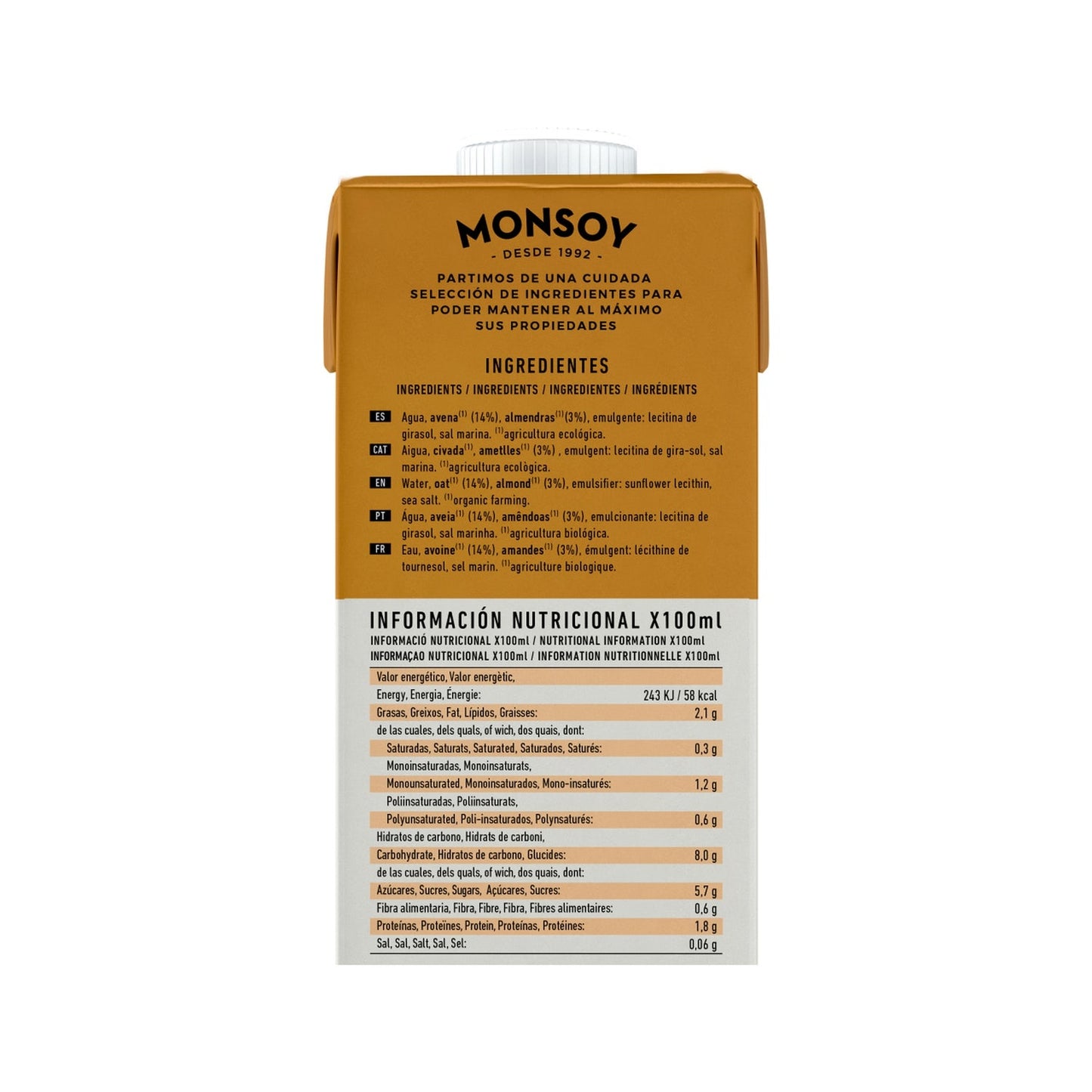 Monsoy Bebida Vegana Almendra 1000 ml