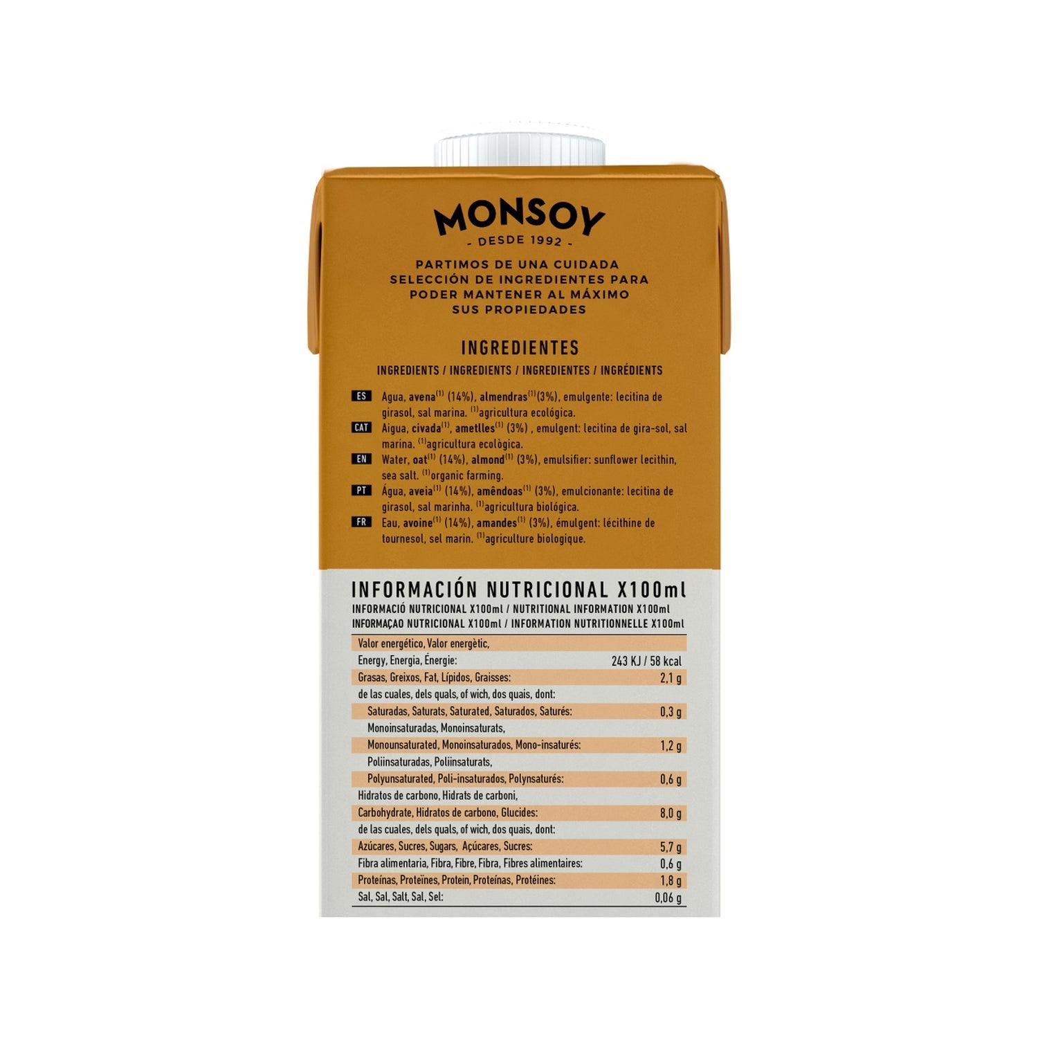 Monsoy Bebida Vegana Almendra 1000 ml