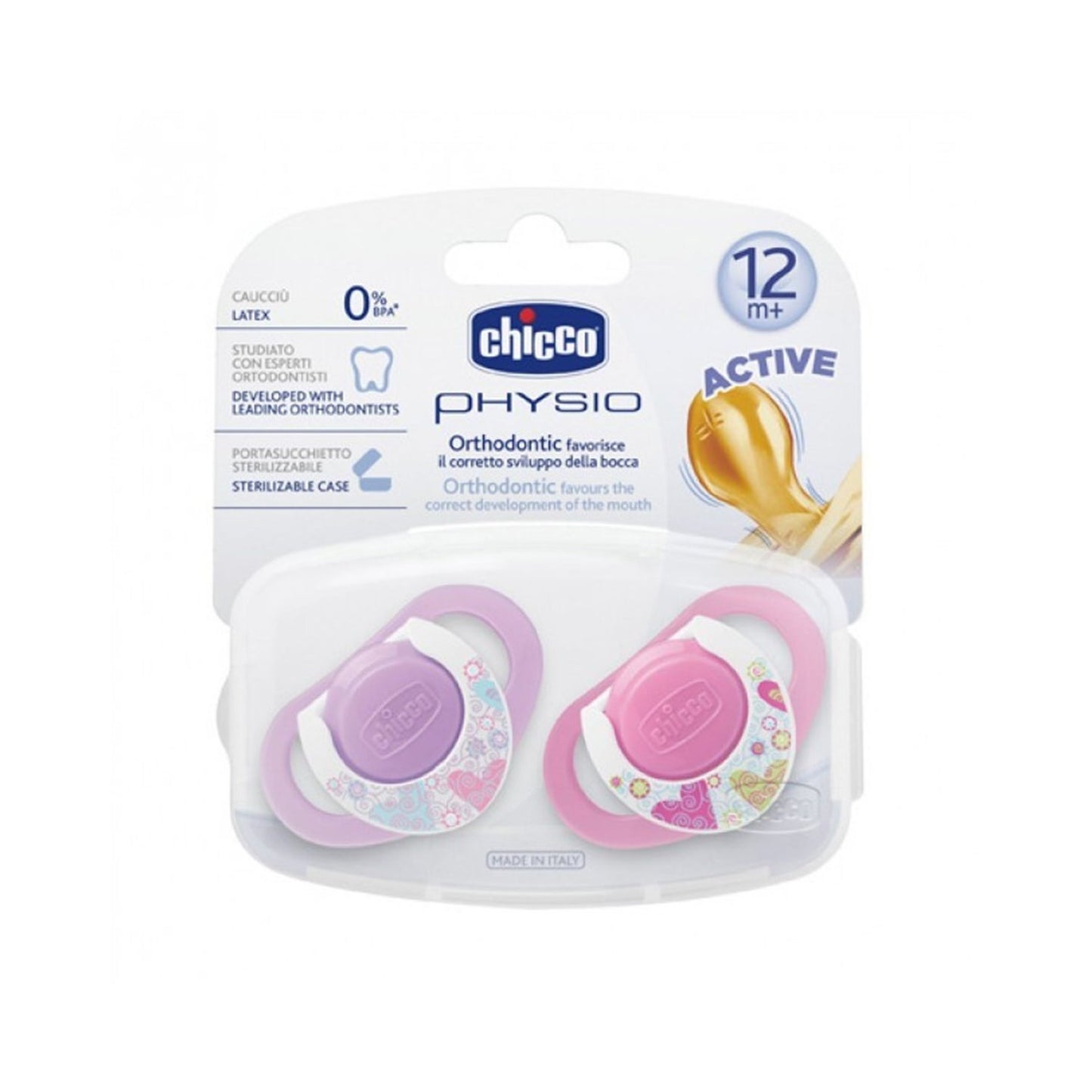 Chicco® physio chupete + 12 meses rosa 2uds