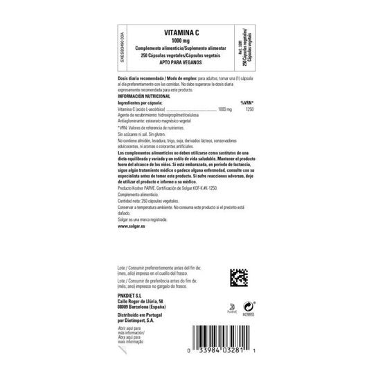 Solgar Vitamina C 1000mg 250vcaps