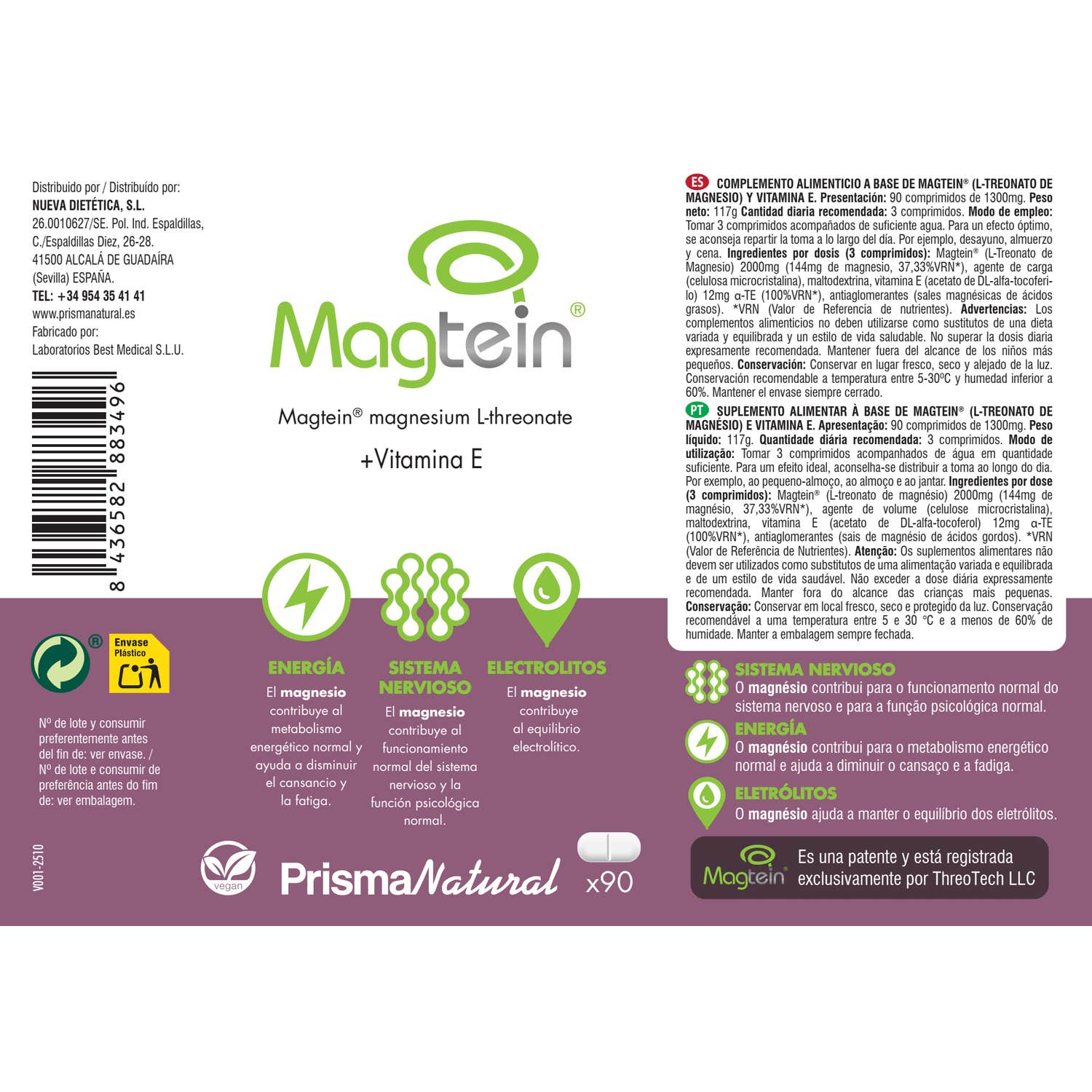Prisma Natural Magtein Treonato de Magnesio 90 comp
