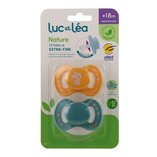 Luc et Lea Nature Chupete Ratón +18M 2uds