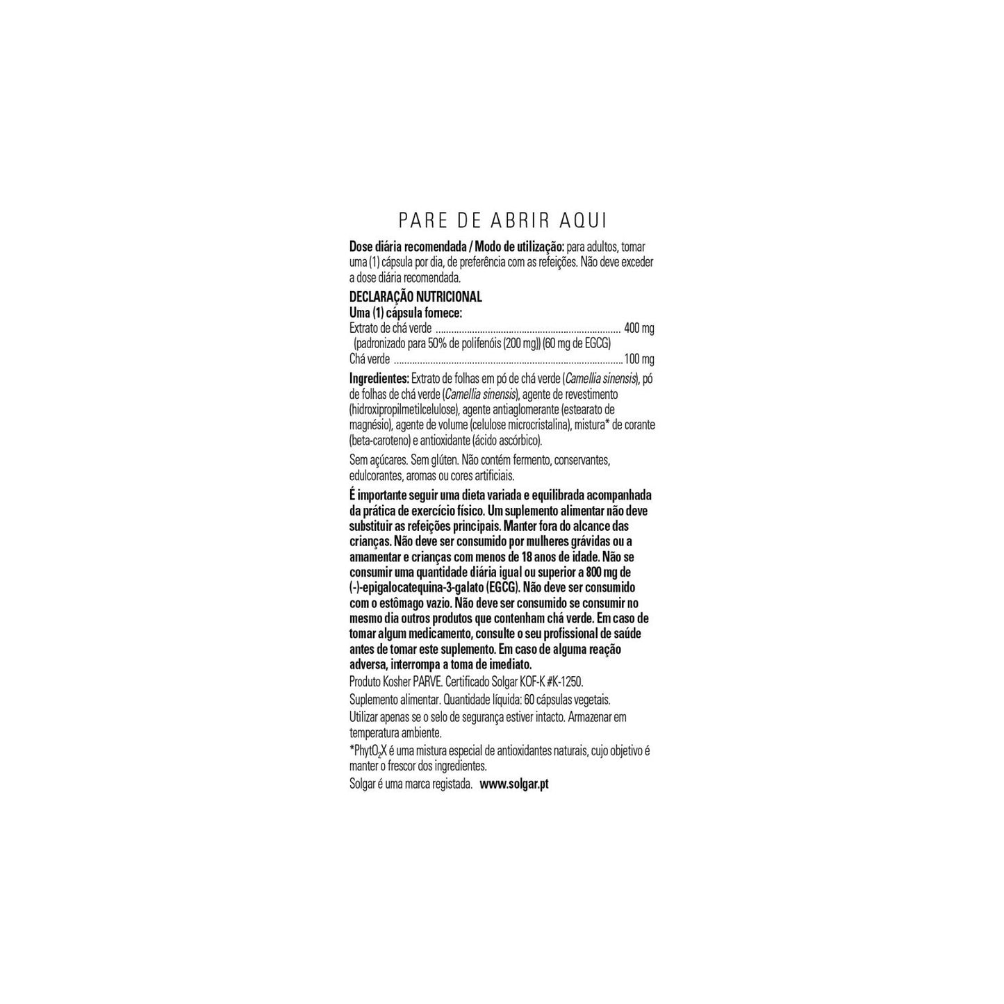Solgar Té Verde Extracto de Hoja 60vcaps