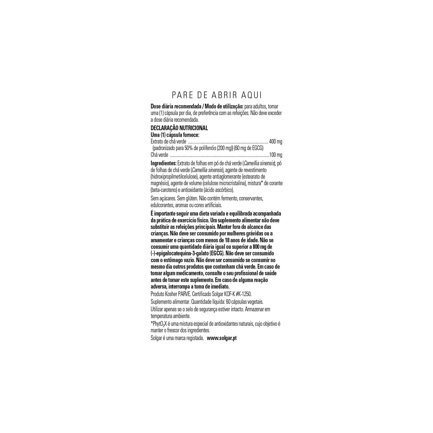 Solgar Té Verde Extracto de Hoja 60vcaps