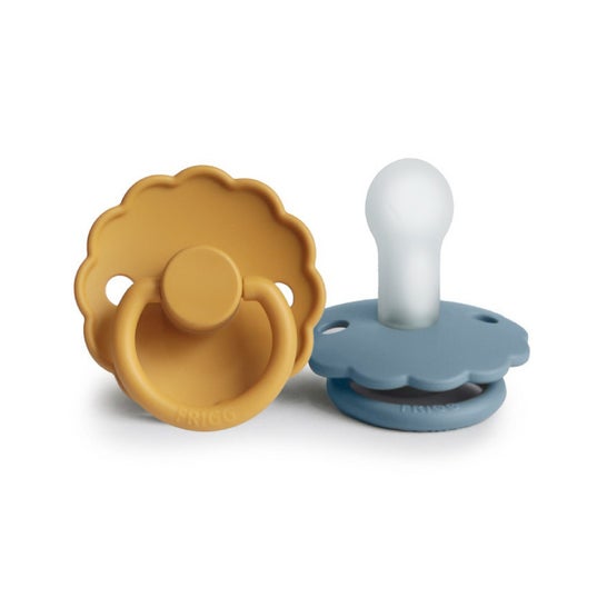 Frigg Daisy Silicone Pacifier Honey Gold Glacier Blue 0M+ 2uds