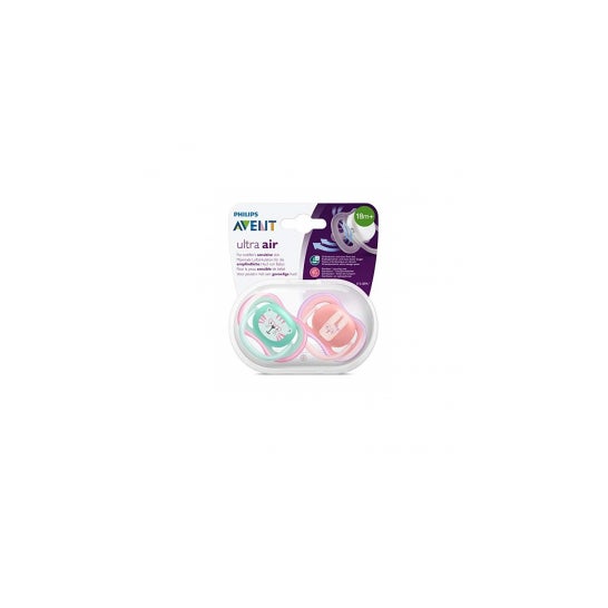 Avent Pack Chupetes Ultra Air Tigre y Conejo +18 M 2 uds