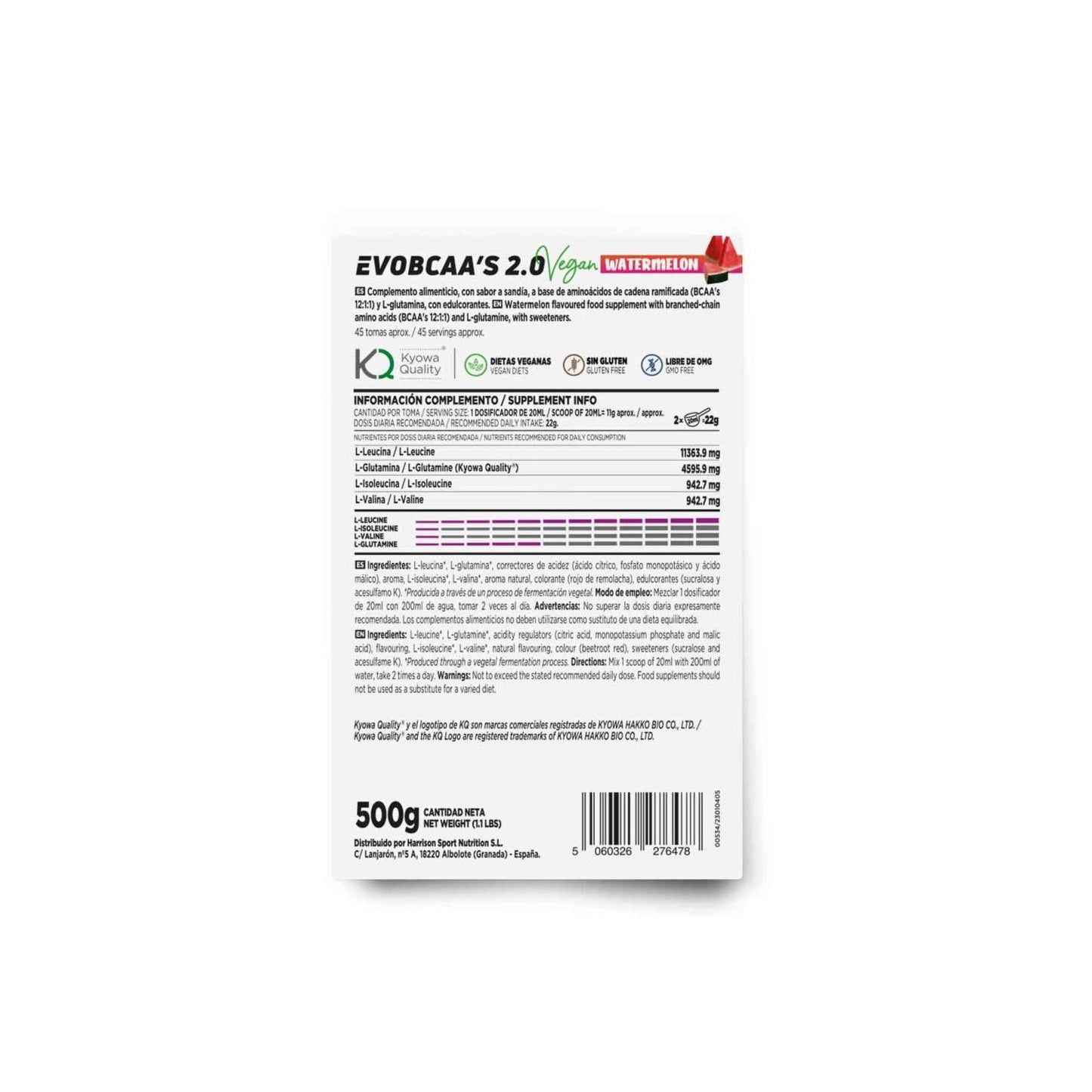 HSN EvoBCAA's 2.0 BCAA's 12:1:1 + Glutamina Sandía 500g