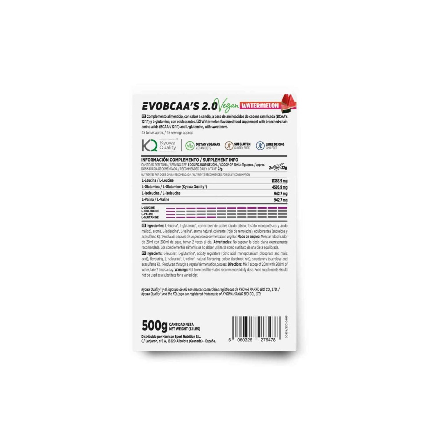 HSN EvoBCAA's 2.0 BCAA's 12:1:1 + Glutamina Sandía 500g