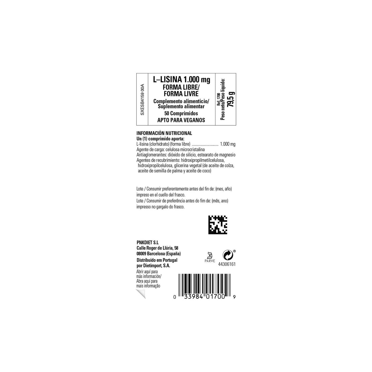 Solgar L-Lisina 1000mg Forma Libre 50comp