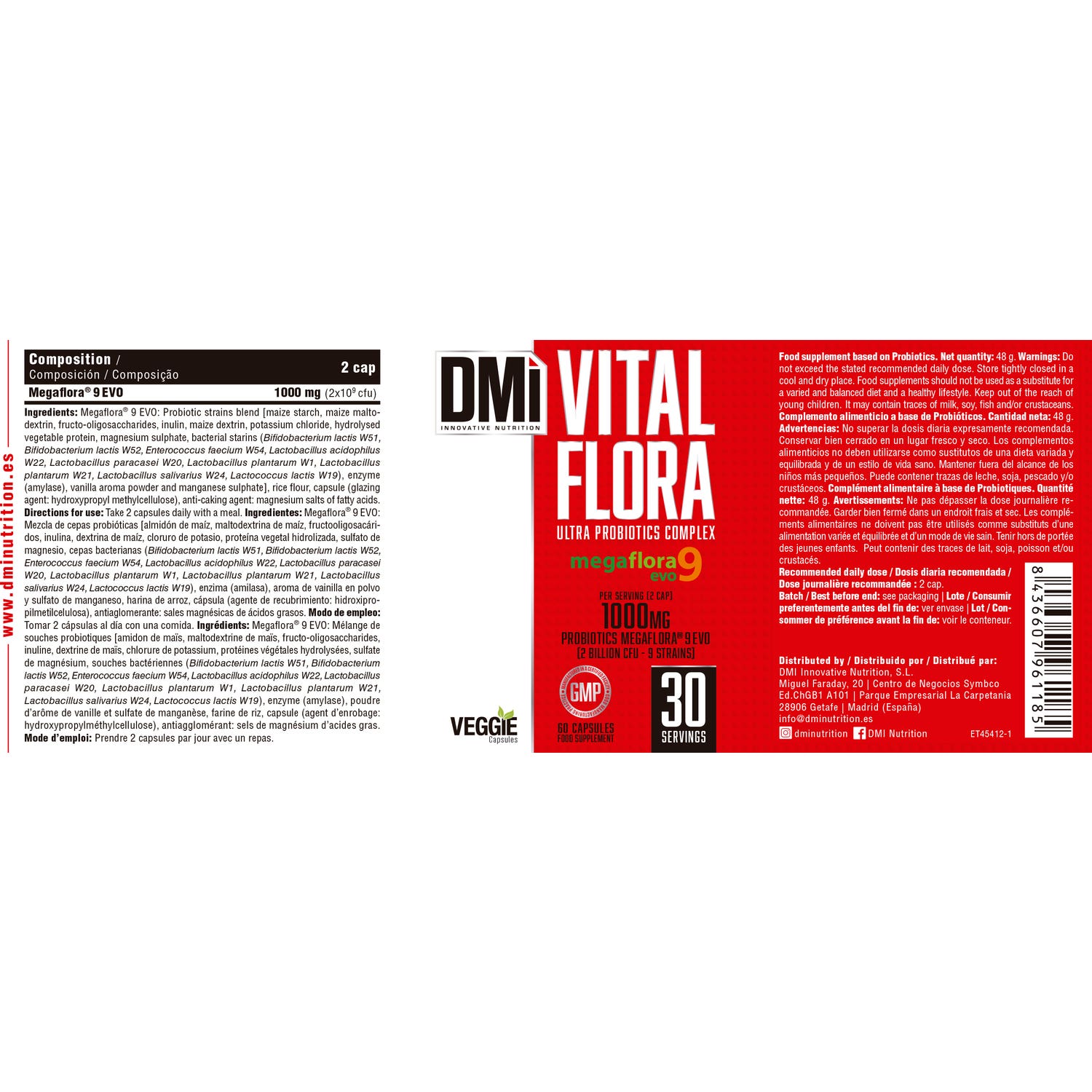 DMI Nutrition Vital Flora Probiotics Megaflora9 Evo 60caps