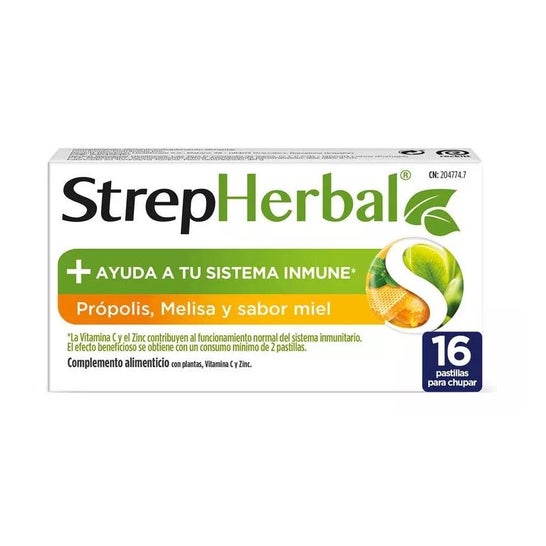 StrepHerbal Própolis y Melisa Sabor Miel 16comp