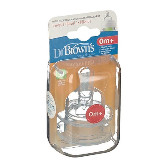 Dr Brown's tetina silicona boca ancha recién nacido 2uds