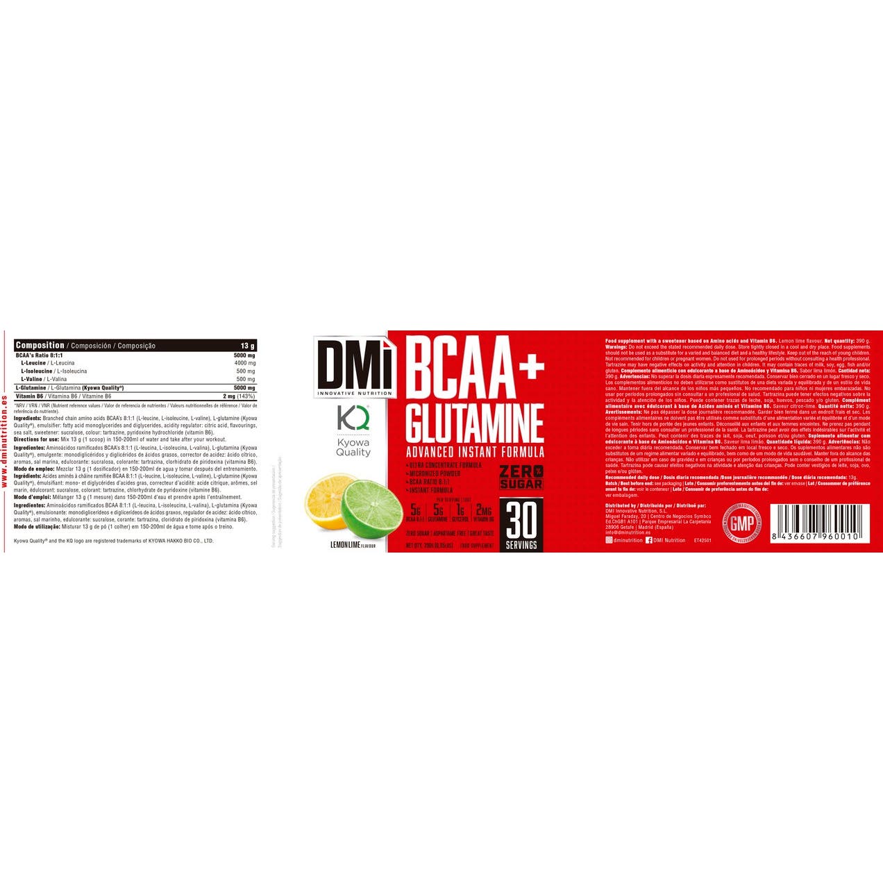 DMI Nutrition Bcaa+Glutamina Lemon Lime 390g