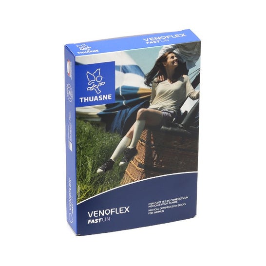 Thuasne Venoflex Fast Lin 2 Calcetín Mujer Azul Azu N2 1 Par