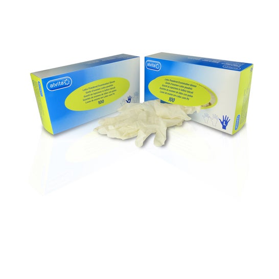 Alvita guantes de Examen Látex con Polvo L 100 uds