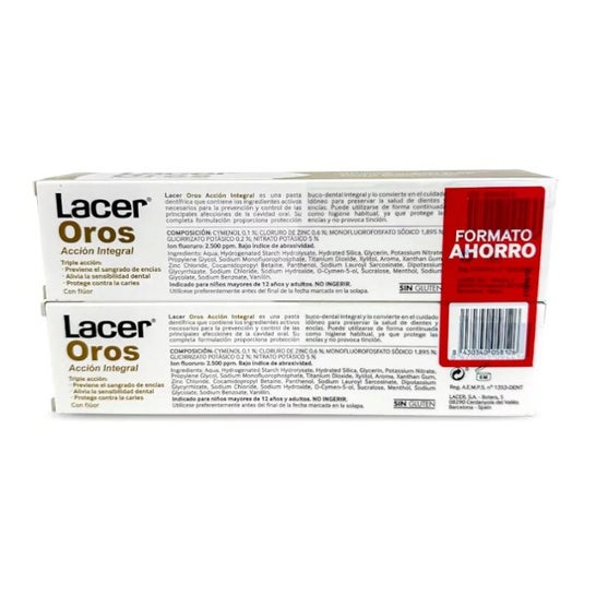 Lacer LacerOros Acción Integral Pasta Dentífrica 2x125ml