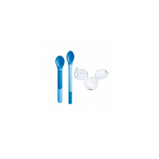 Mam Heat Sensitive Spoon & Cover cubiertos con puntas sensibles al calor 3uds