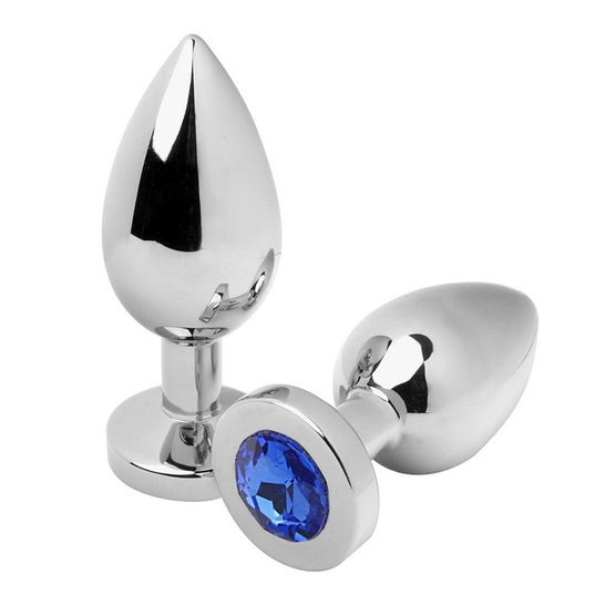 Metal Hard Anal Plug Diamond Azul Medium 7,62cm 1ud