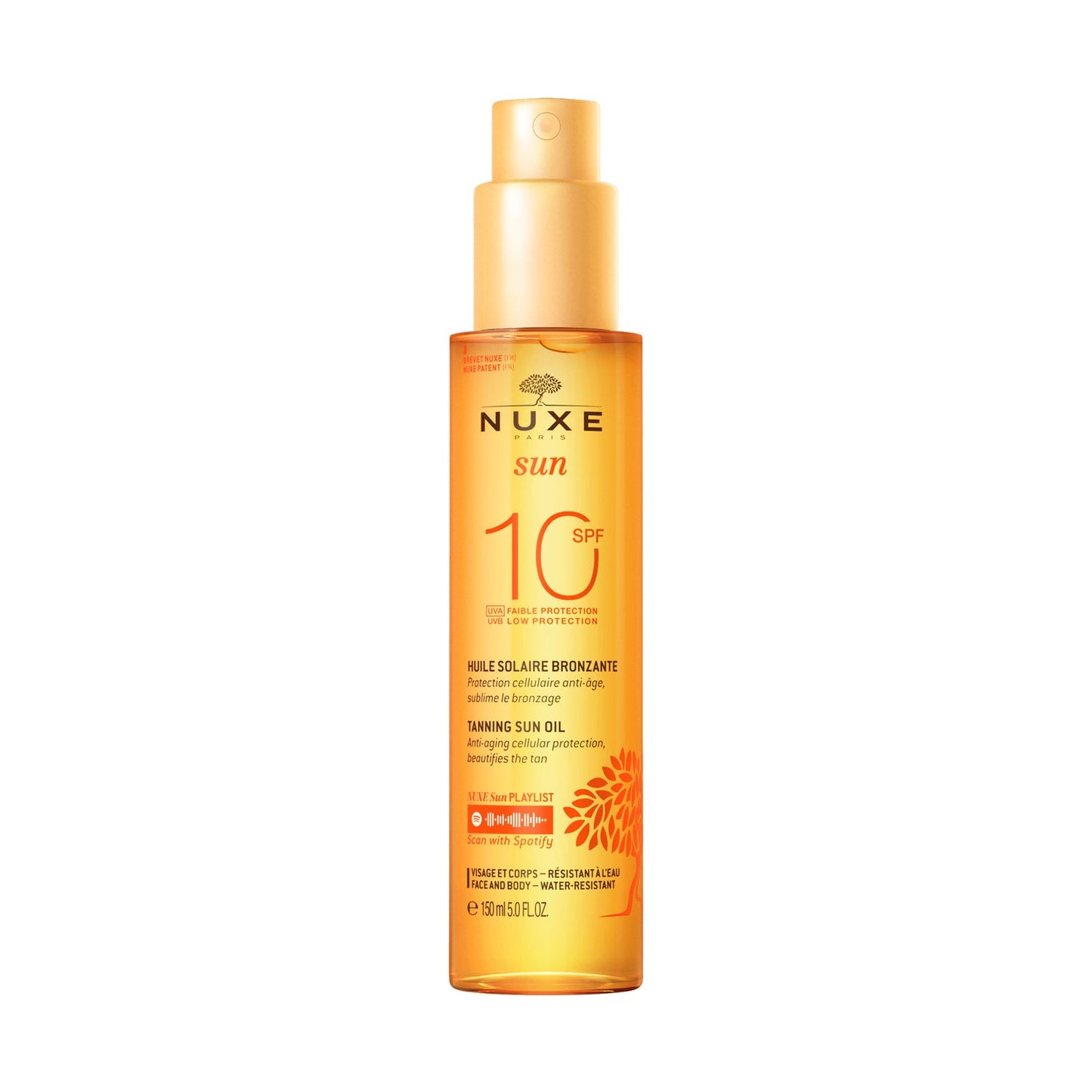 Nuxe Sun Aceite Solar Bronceador Protección Baja SPF10 Spray 150ml
