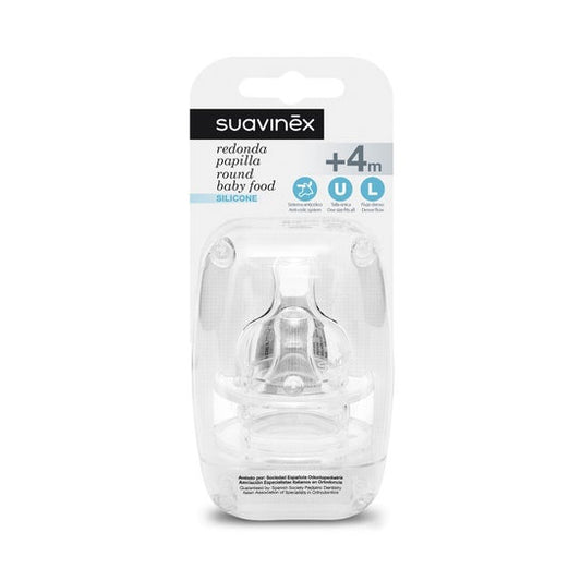 Suavinex Tetina Redonda Silicona Flujo Denso +4m 2uds