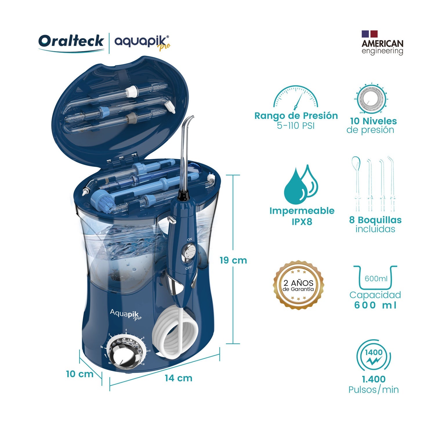 Aquapik Pro Irrigador Dental Profesional Blanco