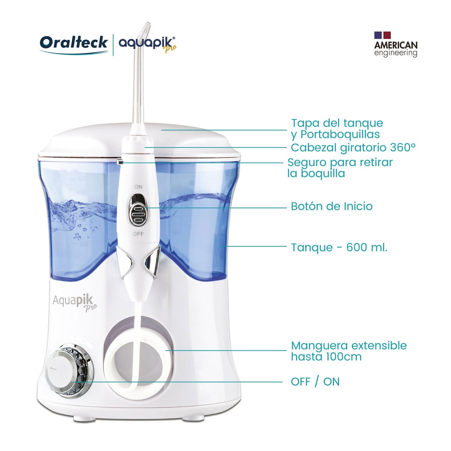Aquapik Pro Irrigador Dental Profesional Blanco