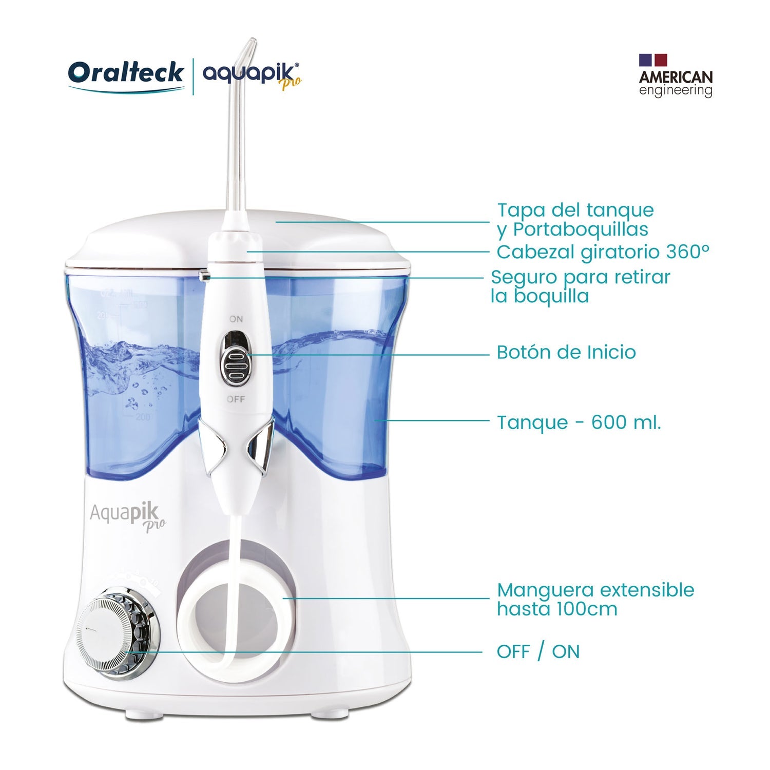 Aquapik Pro Irrigador Dental Profesional Blanco