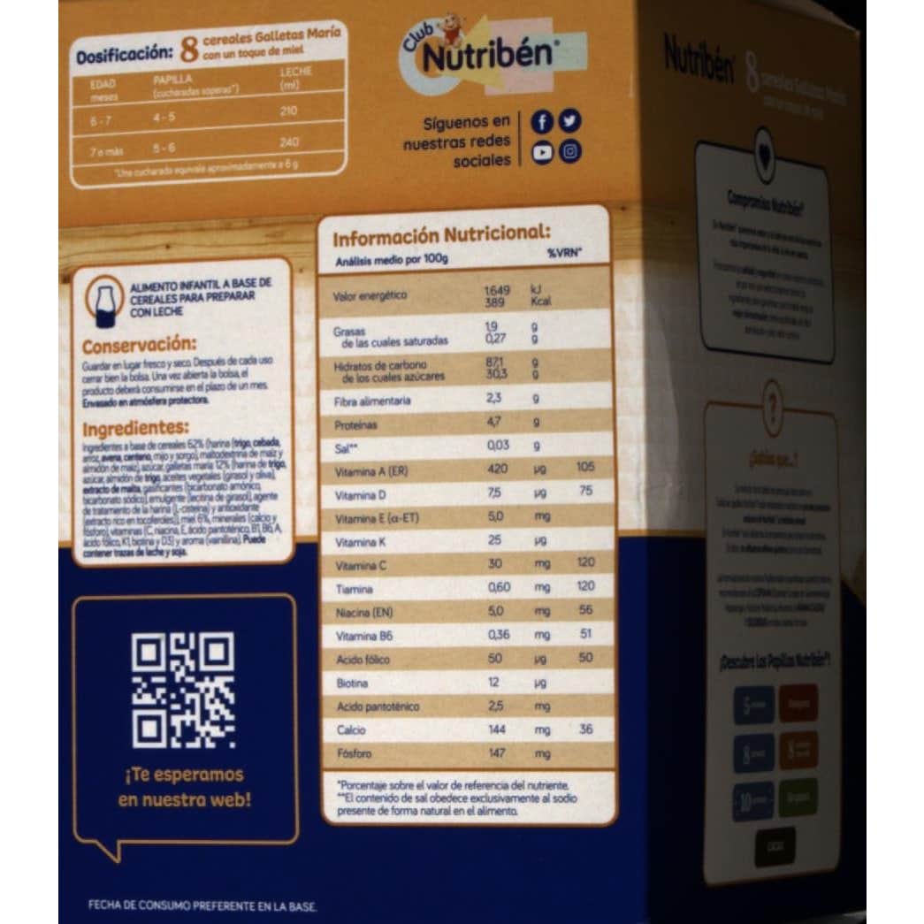 Nutribén® 8 cereales con miel y galletas 600g