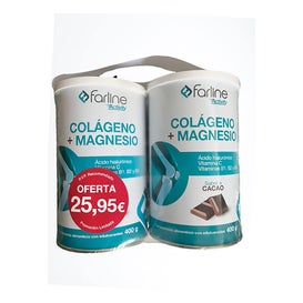Farline Colágeno + Magnesio Sabor Cacao 2 Envases x 400 g